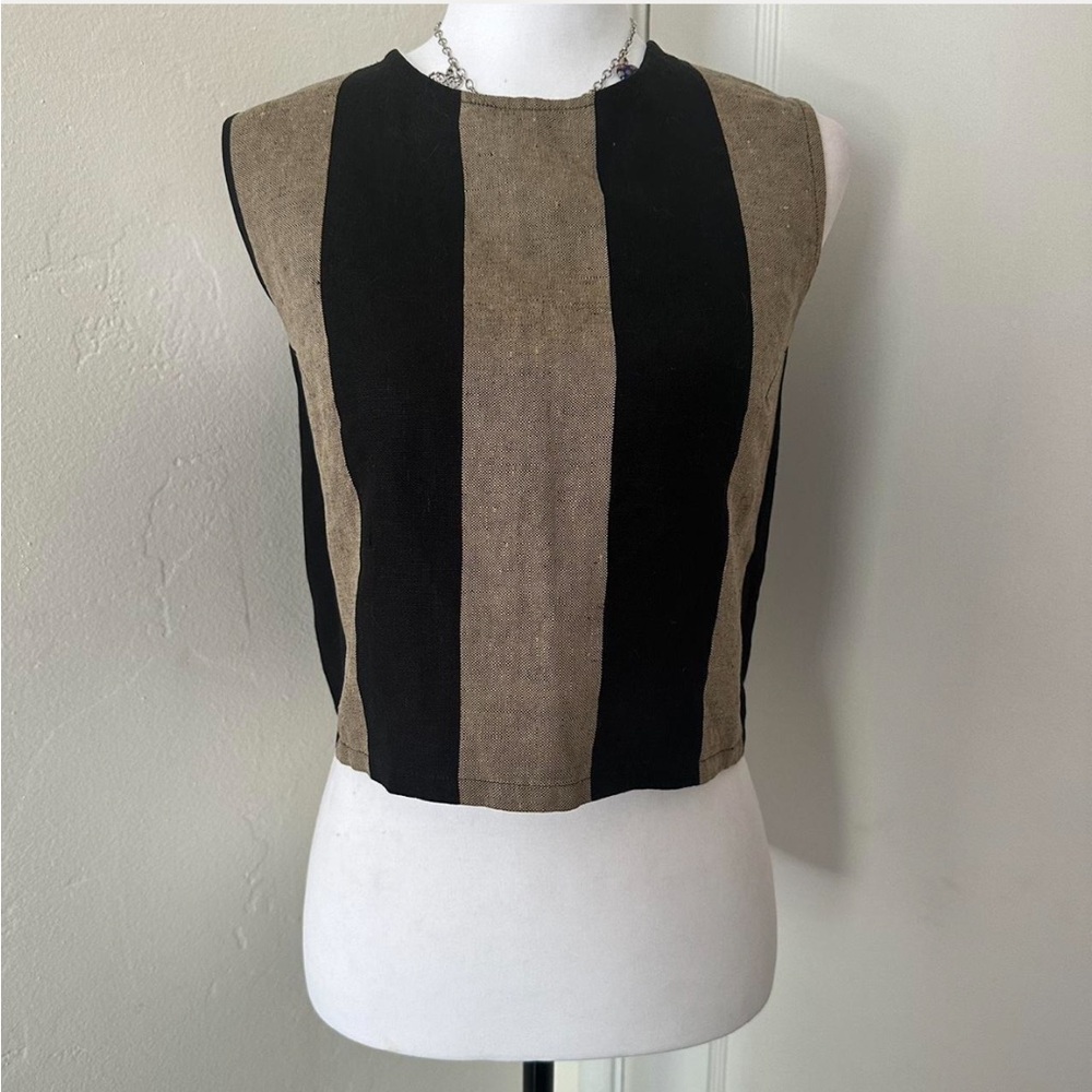 Ali Golden Cropped Linen Tank Top